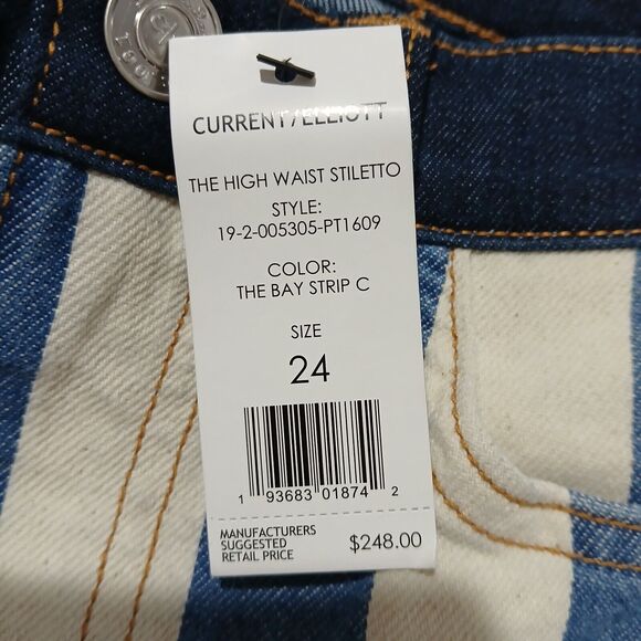 Current Elliott Jeans 24 The Stiletto High Waist Ankle Skinny The Bay Stripe NEW - Picture 3 of 11